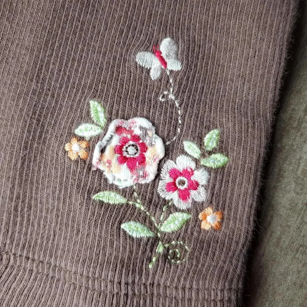 Carter's Baby Girl Size 9m Floral Embroidered Ribbed Pants
